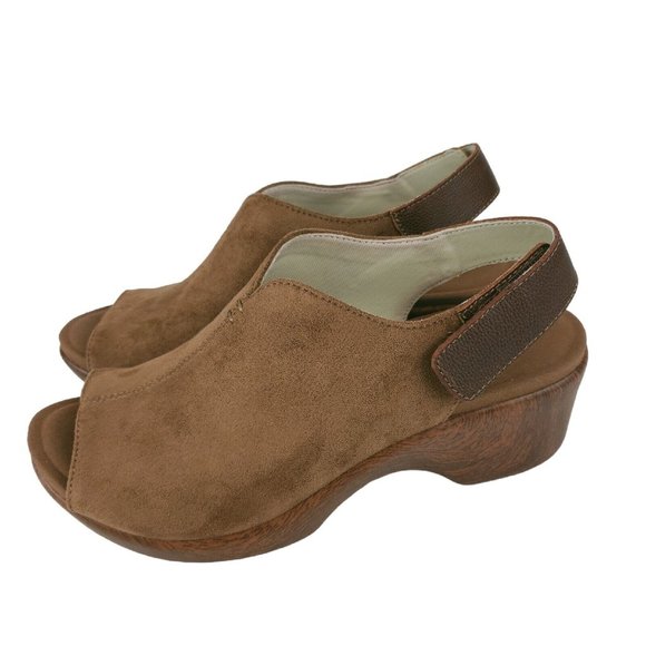 NEW ALEGRIA Rosie Tan Suede Comfort Shoes Wedge Sandals Size 38 - US 8-8.5 - Picture 2 of 12